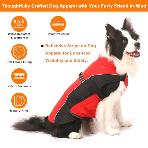 Warm Dog Winter Coat, Gimilife Dog Sweater Cold Weather Coats Waterproof Dogs Apparel Clothes Pet Jacket Padded Vest Outfit for Small Medium Large Dogs - color: Red, size: XS ( 4-7 LB | 10.23"Neck Girth )