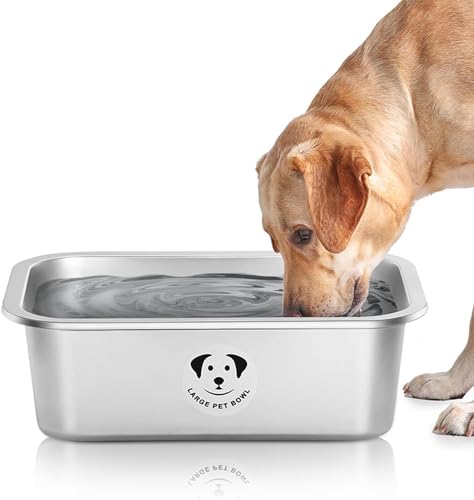 Stainless Steel Dog Bowls for Large Dogs, High Capacity Metal Dog Food Bowls, Food and Water Bowl for Larges, X-Large, and Big Dogs 3.2 Gallons - color: Stainless Steel-3.2 gallons