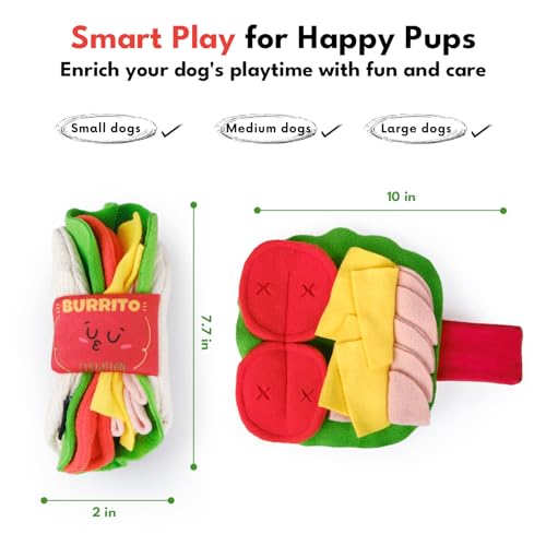 CHEWFFON Burrito Dog Toy, Enrichment Crinkle Treat Puzzle Toys, Interactive Nose Work Toy for Boredom and Stimulating, Durable & Pet-Safe Dog Toys, Snuffle Game for All Breeds - style: Burrito
