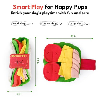 CHEWFFON Burrito Dog Toy, Enrichment Crinkle Treat Puzzle Toys, Interactive Nose Work Toy for Boredom and Stimulating, Durable & Pet-Safe Dog Toys, Snuffle Game for All Breeds - style: Burrito