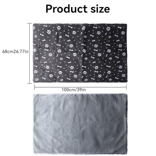 Klmnop Washable Dog Crate Pan Cover, Reversible Cool Side & Warm Side Dog Bed Liner for 36 Inch Pet Cage, Pan Cover Only(Grey) - color: Grey-39 x 27 Inch