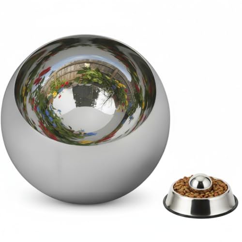 Soulchen Dog Food Slow Feeder Ball Heavy Stainless Steel 3.54 Inches/ 9 cm Large Size, Slows Fast Eating to Prevent Choking, Bloating & Obesity Pet Slow Feeding Toy Healthy Feeding for All Dogs