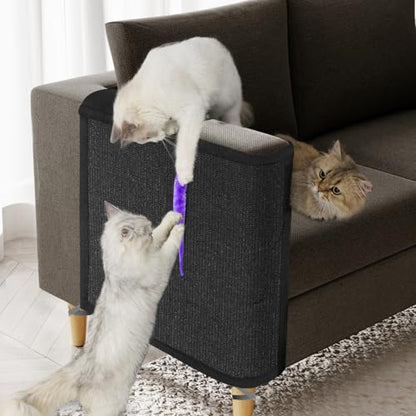 Cat Scratch Couch Protector,Cat Scratch Sofa Armrest Cover with Sisal Mat and Toy for Cats,Sofa Scratcher Furniture Protector 23.6’’L*19.7’’W (Black/Right Hand) - color: Black