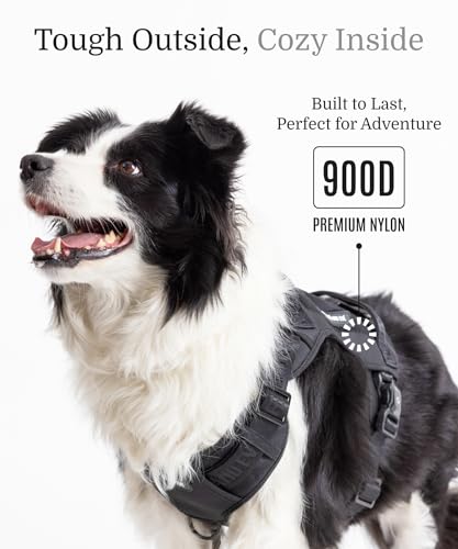 2026 New Edition, Fei & Eve Classic Dog Harness - Quick-Release Buckles | 3-Point No-Pull Control | Heavy-Duty 900D Nylon | Dual Safety Handles | Breathable Mesh | Adjustable Fit | Large,Black - color: Black, size: L