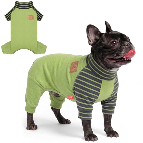 KYEESE Dog Pajamas, Soft Dog Pajamas for Small Dogs Boy Girl, Comfy Dogs PJS Lightweight Onesie Clothes, Stretchy Jammies Pet Sleepwear, Pet Jumpsuit Outfit, Green, L - color: 03# Green, size: Large (15-22lbs)