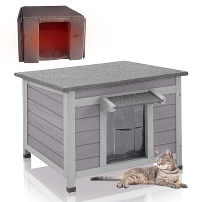 GUTINNEEN Insulated Cat House Outdoor with Triple-Layer - Weatherproof Cat Shelter with Insulation Liner, Elevated Base & Openable Roof for Stray/Feral Cats (Winter-Ready)