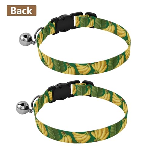 Tropical Banana Leaf Puppy Collar 2 Pack Lightweight Pet Collar for Cats and Dogs Adjustable 10.6 to 17.1 Inches - color: Tropical Banana Leaf