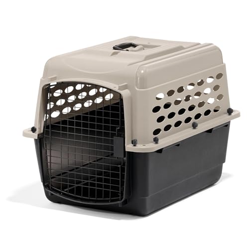 Petmate Vari Dog Kennel - Portable Dog Carriers & Crates for Medium Dogs, Airline-Friendly, Durable Plastic, Pet Carrier For Home and Travel, 28 Inches, Taupe and Black - size: 28.0"L x 20.5"W x 21.5"H