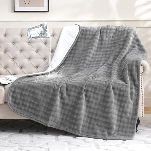 Waterproof Blanket for Bed Couch Sofa Car, Soft Leakproof Dog Blanket with 3D Bubble Pattern, Reversible Water Proof Pet Blankets for Dogs Cats Puppies (60"x80", Grey) - color: Grey, size: 60x80 inches