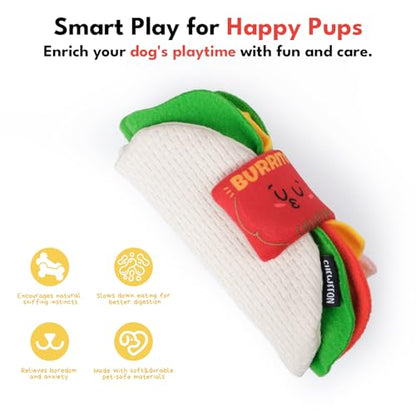 CHEWFFON Burrito Dog Toy, Enrichment Crinkle Treat Puzzle Toys, Interactive Nose Work Toy for Boredom and Stimulating, Durable & Pet-Safe Dog Toys, Snuffle Game for All Breeds - style: Burrito