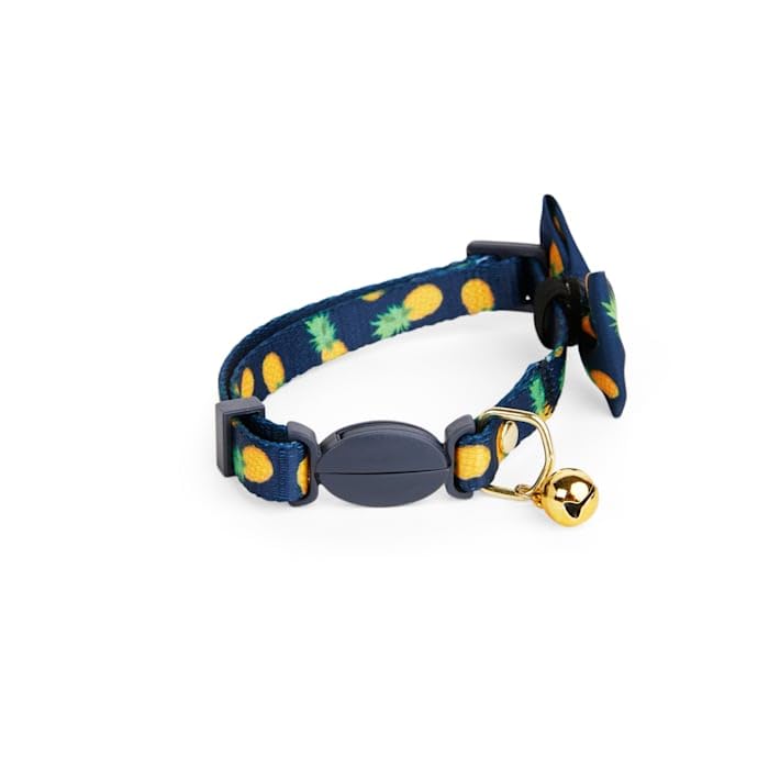 YOULY by Petco Navy Pineapple Print Breakaway Bow Tie Cat Collar Small/Medium