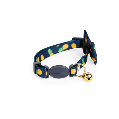 YOULY by Petco Navy Pineapple Print Breakaway Bow Tie Cat Collar Small/Medium