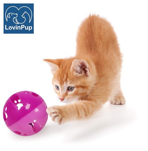 Large Cat Ball Toy with Bell – Interactive Rolling Design for Active Play – Sturdy Plastic Cat Toy Ball that Stays Visible During Play – Pink 1 Pack for Cats, Kittens, and Small Pets - color: Pink - 1 Pack