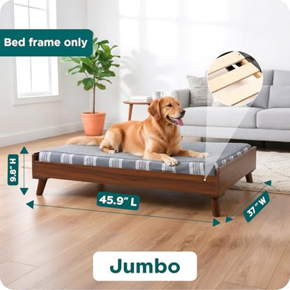 Furhaven (Old Version) Elevated Dog Bed Frame for 44" x 35" XL Dog Beds, Easy Assembly - Mid-Century Modern Bed Frame - Walnut, Jumbo/XL - color: Veneer Walnut, size: 44" x 35"