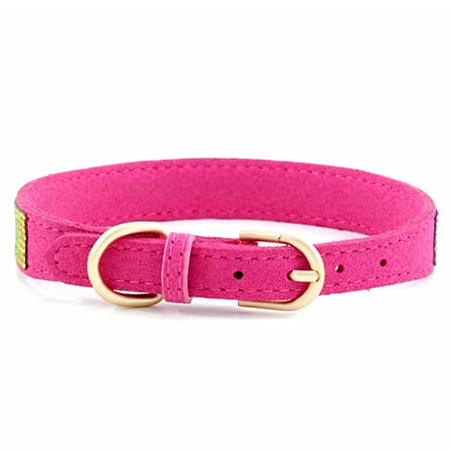 Rhinestone Dog Collar, Cute Dazzling Sparkling Soft Suede Leather Adjustable Pet Dog Cat Collar Crystal Diamond for Puppy Small Medium Large Dogs (XXS:15.5-21cm, Hot Pink-2) - color: Hot Pink-2, size: XXS:15.5 - 21cm