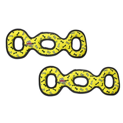 TUFFY- World's Tuffest Soft Dog Toy- Tug O War -Squeakers - Multiple Layers. Made Durable, Strong & Tough.(Tug,Toss & Fetch).Machine Washable & Floats (3Way Tug Yellow Bone, Large 2 Pack) - color: 3Way Tug Yellow Bone, size: Large 2 Pack