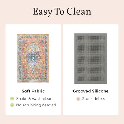 Lovewag Pets Washable Cat Litter Mat 2 PCs - Keep Litter Off Your Floors, Gentle on Paws, 36x48 Inches Large Size, Waterproof Non-Slip Reusable Compatible with Cat Box (Indigo Garden) - color: Indigo Garden, size: 36x48 inches (Pack of 2)