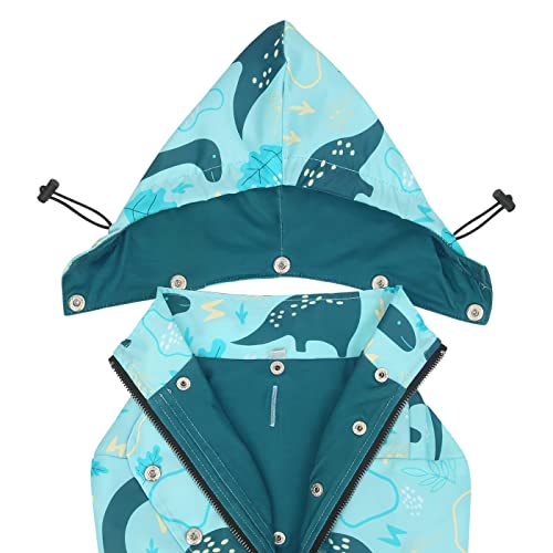 HDE Dog Raincoat Poncho Double Layer Zip Rain Jacket with Removable Hood, Leash Hole for Small to 3XL Dogs and Puppies Dinosaurs - S - color: Dinosaurs, size: Small
