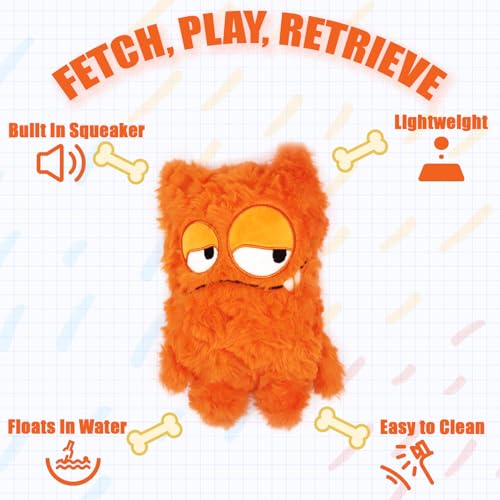 Squeaky Dog Toy, Plush Stuffed Dog Toy Keep Them Busy Tug of War Dog Chew Toy for Small Medium Large Dogs (Orange) - color: Orange