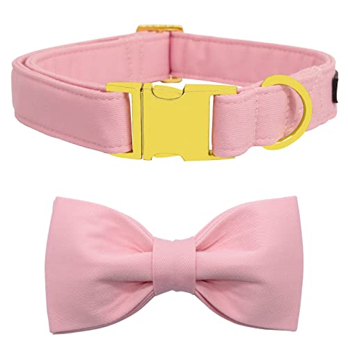 Maca Bates Dog Collar with Pink Bow Bowtie for Dogs Solid Colors Sailor Bow Tie Adjustable Breakaway Girly Cherry Collars Birthday Gift for Small Medium Large XL Girl Female Puppy Pet - color: suit-sakura, size: XS