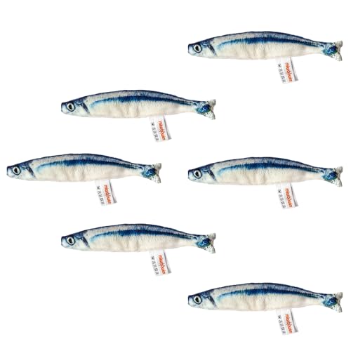 miwoowim 6 PCS Cat Fish Toy Soft and Durable,Cat nip Toy with Catnip Inside, Kicker Toys for Indoor Kitten Exercise,Kitty Teething Chew Toy (6 Sauries)