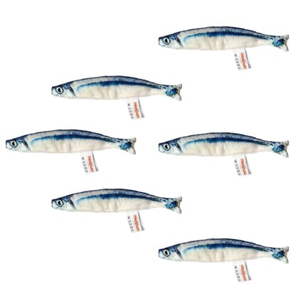 miwoowim 6 PCS Cat Fish Toy Soft and Durable,Cat nip Toy with Catnip Inside, Kicker Toys for Indoor Kitten Exercise,Kitty Teething Chew Toy (6 Sauries)