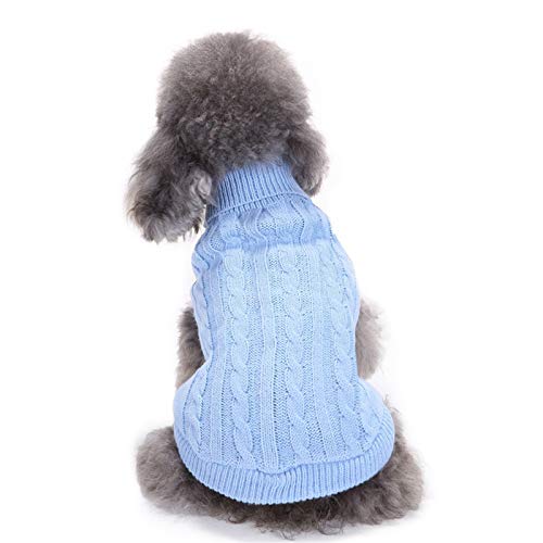Dog Sweater, Warm Dog Sweaters for Small Dogs Medium Large Dogs, Cute Winter Classic Turtleneck Pet Sweater Cat Sweater Dog Clothes Coat Dog Christmas Sweaters for Girls Boys Dog Puppy Cat - color: Light Blue, size: XX-Small