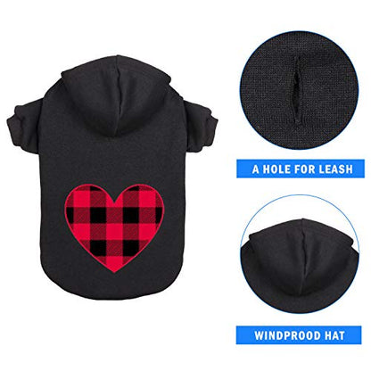 Dog Hoodie Dog Sweaters for Medium Dogs Pet Clothes Black Buffalo Plaid Warm and Soft Breathable Cozy(M) - color: Heart, size: Medium