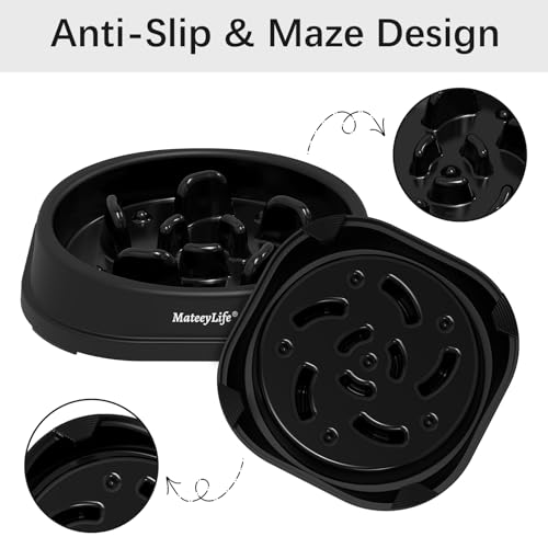 MateeyLife Small Slow Feeder Cat Bowls, Anti-Choking Puzzle Cat Food Bowls, Non Slip Interactive Dog Feeding Slow Down Eating, Bloat Stop Maze Dishes Dog Feeder for Small Breeds 1 Cup Black - color: H-Black, size: Small