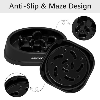 MateeyLife Small Slow Feeder Cat Bowls, Anti-Choking Puzzle Cat Food Bowls, Non Slip Interactive Dog Feeding Slow Down Eating, Bloat Stop Maze Dishes Dog Feeder for Small Breeds 1 Cup Black - color: H-Black, size: Small