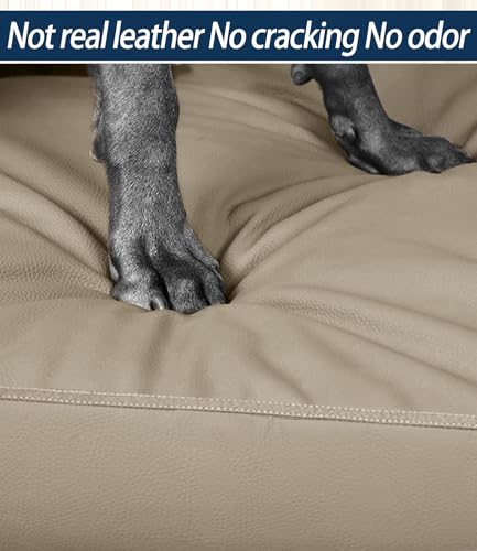 Waterproof Dog Bed for Crate Pad, Leather Brown Hair Resistant Dog Beds with Wipeable Covers, Easy Clean Large Mattress Pet Mat - color: brown, size: 33"L x 22"W x 3"Th