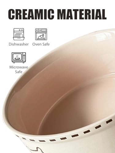 Ceramic Dog Bowl 55oz Heavy Duty Pet Food and Water Bowl for Medium Large Dogs Non Slip Weighted Dog Dish with Cute Bone and Fish Design Easy to Clean - color: Light Pink