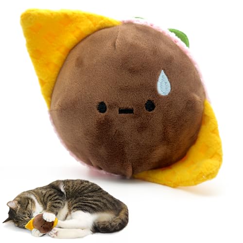 Cat Toy Burger Shape, Fun Kick and Toss Catnip Toy with Crinkle Sound, Includes Catnip & Silvervine Powder (5g+5g) + 5 Reusable Pouches, Gift for Indoor Cats - size: Short