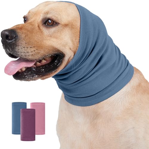 Nanaki Dog Calming Hoodie Ear Wraps for Dogs, Ear Protection Dog Fireworks Ear Head Muffs Dog Warp Anxiety Relief, Dog Hematoma Ear Wrap, Dog Head Cover The Grooming and Force Drying Dog Ear Protector - color: LightBlue, size: Medium