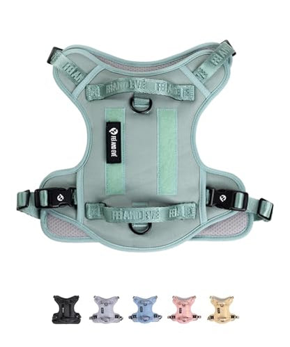2026 New Edition, Fei & Eve Classic Dog Harness - Quick-Release Buckles | 3-Point No-Pull Control | Heavy-Duty 900D Nylon | Dual Safety Handles | Breathable Mesh | Adjustable Fit | Small,Green - color: Glacier Green, size: S