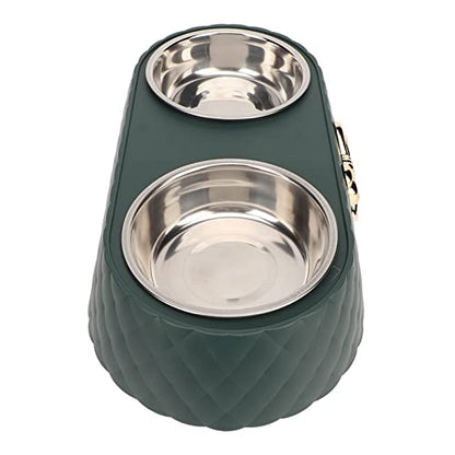 Generic Durable Stainless Steel Double Pet Feeding Bowls, Non Slip Mats Prevent Slip, Safe Material for Small to Medium Dogs Cats (Dark Green) - color: Dark Green