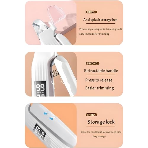 2 in 1 Dog Nail Trimmers & Clippers with LED Lights & Display,Splash Guard,Multiple Grinding Methods, Ultra-Quiet,USB Rechargeable, for Small, Medium, and Large Cats & Dogs - color: White-03