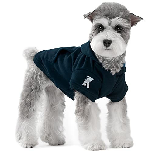 Dog Hoodie Fleece Puppy Clothes Warm Sweater with Hat for Small Dogs Cat Hooded Shirt Kitten Pet Basic Hoodies Sweatshirt with Pocket Doggie Soft Winter Coat Apparel (Blue; S) - color: Blue, size: S-(2~7lb) | Chest(~13")