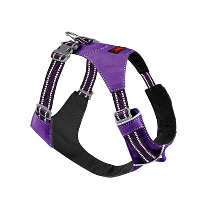 Tuff Pupper All-Day Wear Dog Harness | for Walking, Trail Running, Hiking | Front & Back Leash Clips | Reflective Trim | Easy On/Off Buckles | Lightweight Breathable | No Pull Design (Small, Purple) - color: Deep Purple, size: Small