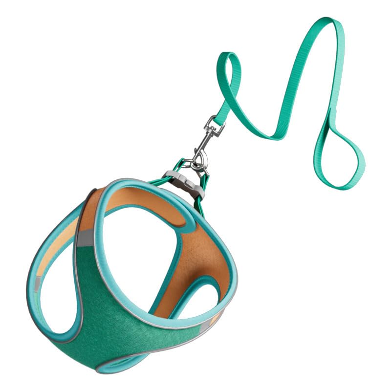 Escape Proof Dog Harness, Breathable Lightweight Vest Style Harness and Leash Set for Small Dogs and Cats - color: Green, size: M