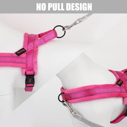Didog Soft Flannel Padded Dog Vest Harness, No Pull/Quick Fit Reflective Dog Strap Harness, Easy for Training Walking (S:Chest 18-22", Hot Pink) - color: Hot Pink, size: S:chest 18-22"
