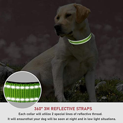 Reflective Dog Collar with Buckle Adjustable Safety Nylon Collars for Small Medium Large Dogs, Grass Green XS - color: Grass Green, size: X-Small :Width 5/8",Neck 8-12"