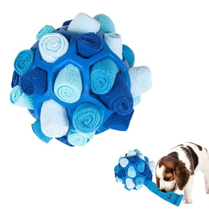 Mira's Pocket Dog Snuffle Ball Toy, Mental Stimulation Chew Toy for Dogs & Cats, 14cm Licking Mat Treat Dispensing Ball with Hollow Design, Slow Feeder for Fast Eaters (Blue) - color: Blue