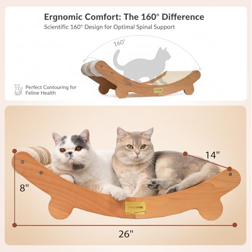 Sisal Cat Scratcher Bed with Balls Cat Scratching Post for Indoor Cats Hammock, Natural Sisal Cat Scratch Wooden Cat Furniture(Large)