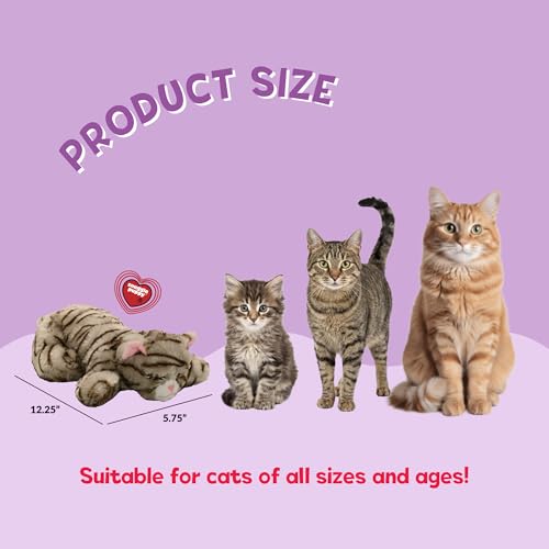 Snuggle Kitty Heartbeat Cat Toy for Kittens and Cats with Real-Feel Pulse and Heat Pack, Calming Sleep Aid for Cat Anxiety, New Kitten Essentials - Tan Tiger - color: Tan Tiger