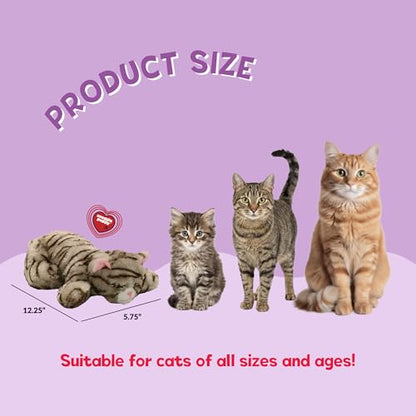 Snuggle Kitty Heartbeat Cat Toy for Kittens and Cats with Real-Feel Pulse and Heat Pack, Calming Sleep Aid for Cat Anxiety, New Kitten Essentials - Tan Tiger - color: Tan Tiger