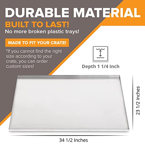 Pinnacle Systems 34.5" x 23.5" Metal Replacement Dog Crate Pan Chew Proof Crack Proof Pet Kennel Tray Central Dog Training Crate Pan Pet Supplies, Galvanized, 1" H - color: Galvanized, size: 34.5"L x 23.5"W x 1.8"H