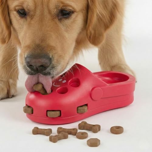 Fuzzl Clog Treat Toy for Dogs – Natural Rubber Chew Toy – Durable, Interactive Enrichment Feeder – Eco-Friendly, Non-Toxic & Dishwasher Safe – Red - style: Clog Red