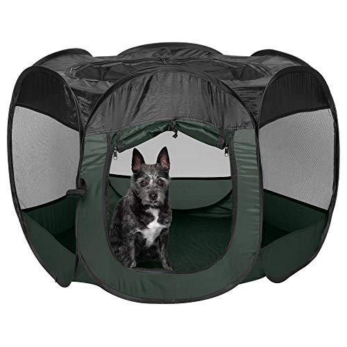 Furhaven Portable Dog Playpen Cat Tent, Pet playground,Kennel foldable indoor outdoor zippered puppy crate - Hunter Green, Small - color: Hunter Green, size: Small