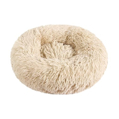 otoez Kitten Puppy Bed Extra Small XS Round Dog Cat Beds Anti Anxiety Plush Pet Calming Donut Bed with Non-Slip Waterproof Bottom, Washable (15.7", Taupe) - color: Taupe, size: 15.7"